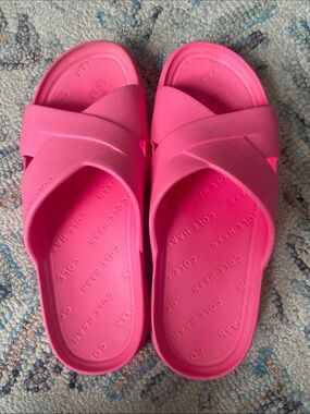 Cole Haan Grand360 Hot Pink Crisscross Rubber Slides